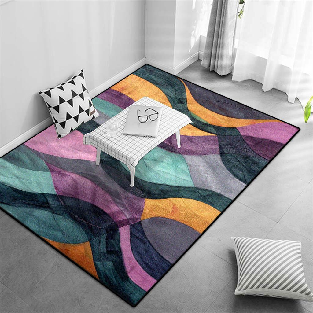 Modern Abstract Big Size Decorative Rug for Living Room Non-slip Easy Cleaning Coffee Tables Mat Office Cloakroom Carpet Flannel