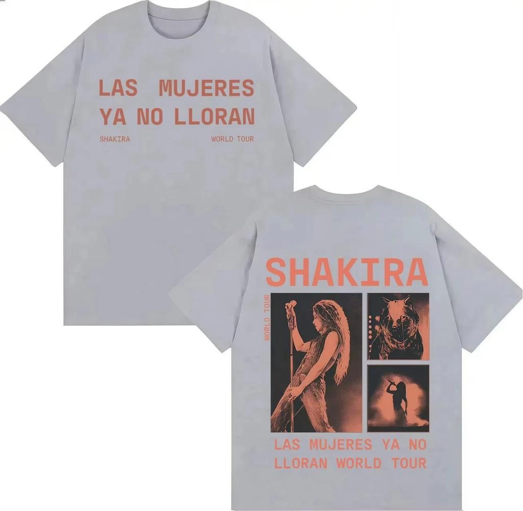 2026 Rapper Shakira Trendy Double Sided Print Tees Fashion Crewneck T-shirt Hipster Mens Gothic Casual Y2K Cozy Short Sleeve Tshrit
