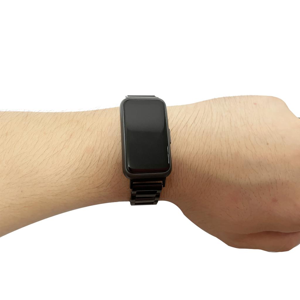 Pro Huawei Band 7 Nerezový chytrý náramek Třířadý náhradní pásek se skládací sponou