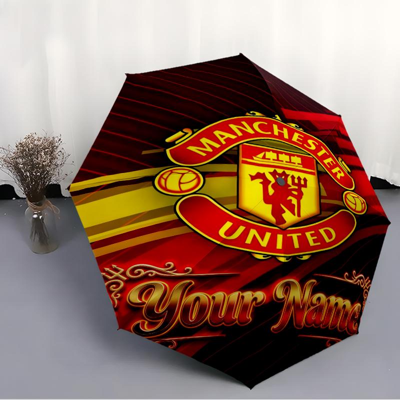 Personalized Name M-Manchester Print Umbrella, UV Shielding. It Has Eight Sturdy Ribs for Outdoor Use And Perfect As a Holiday Gift