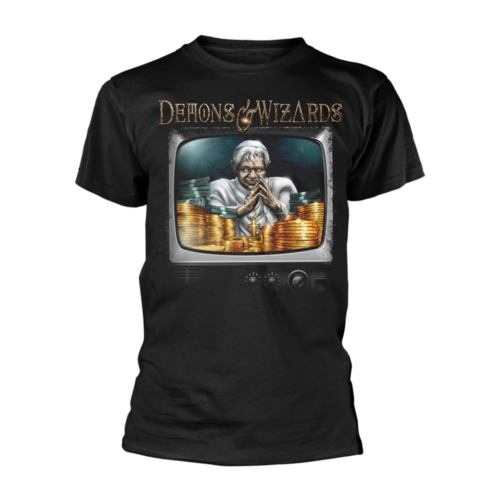 DEMONS & WIZARDS - MIDAS DISEASE BLACK T-Shirt, Front & Back Print Small M