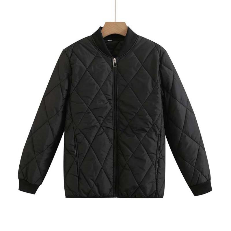 New Down Cotton-padded Jacket Women's Short Baseball Jersey Autumn and Winter New Small Light Thin Cotton-padded Jacket Women's Classic Diamond