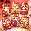6Pcs Paper Luck Money Bag Traditional Red Packet Classic Dragon Year Red Envelopes  Spring Festival