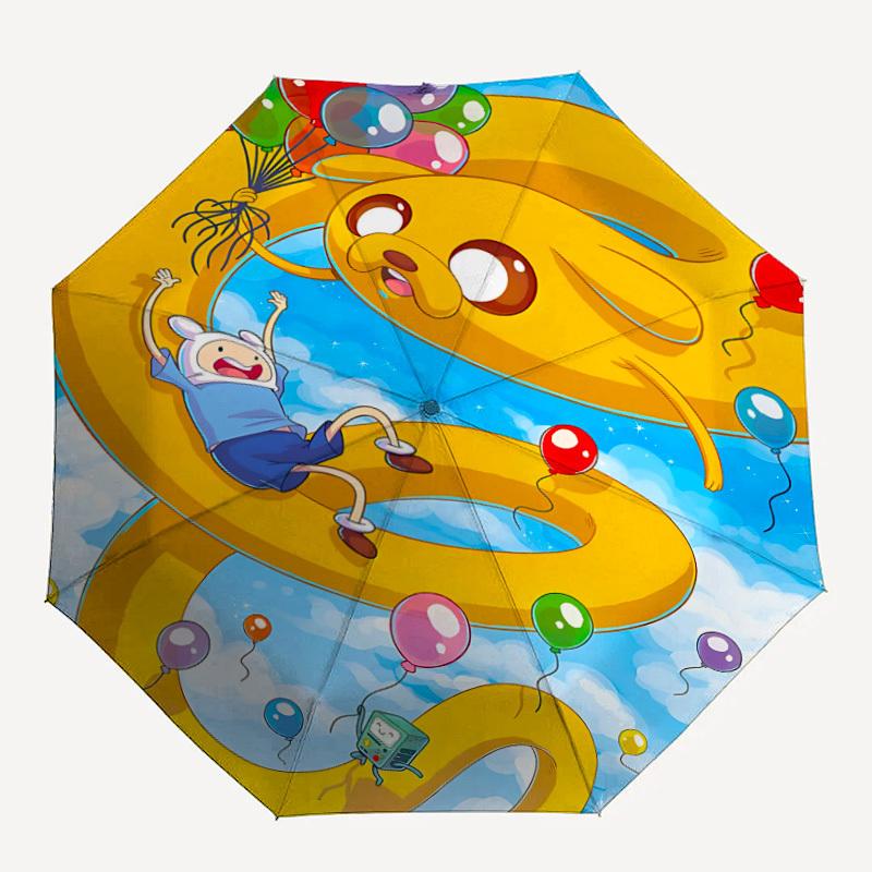 

1PC Adventure Time Balloon Ride Automatic Umbrella 8 Ribs Portable Folding Black Iron Frame for Outdoor, Beach, Travel 0905153