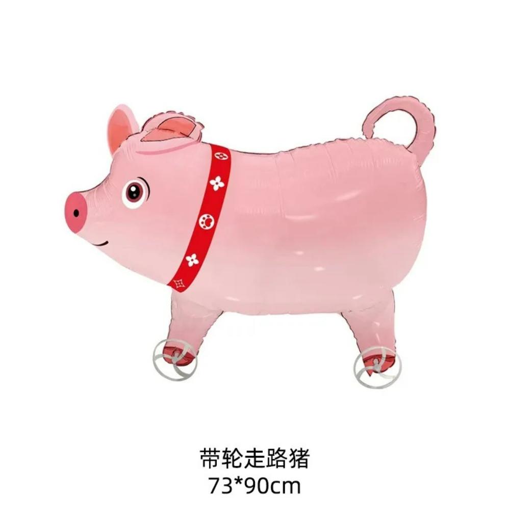 16pcs Cute Walking Animal Foil Balloons with Wheels Walking Wheels Elephants Dinosaurs Lions Rabbits Children's Toy Balloons