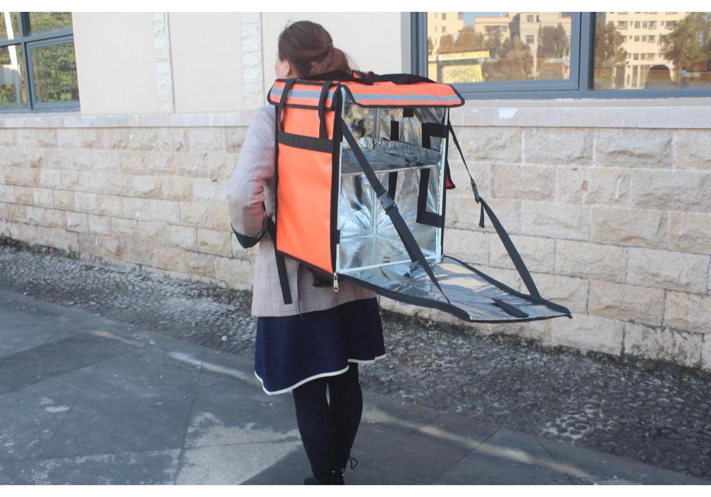 Zaino termico da asporto per pizza, grande capacità 42L/62L, borsa a spalla doppia portatile per esterni