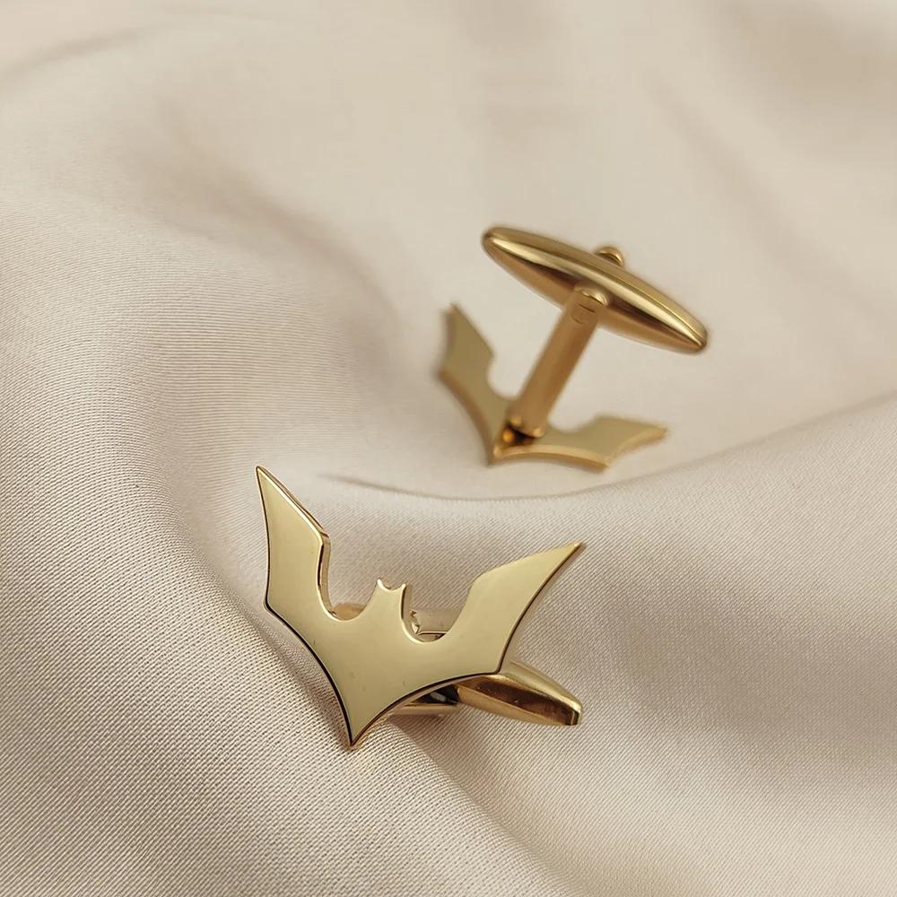 Bat Cufflinks for Men Sleeve Wrist Buttons Shirt Clasps Stainless Steel Cuff Buckle Wedding Grooms Jewelry Mens Accessories