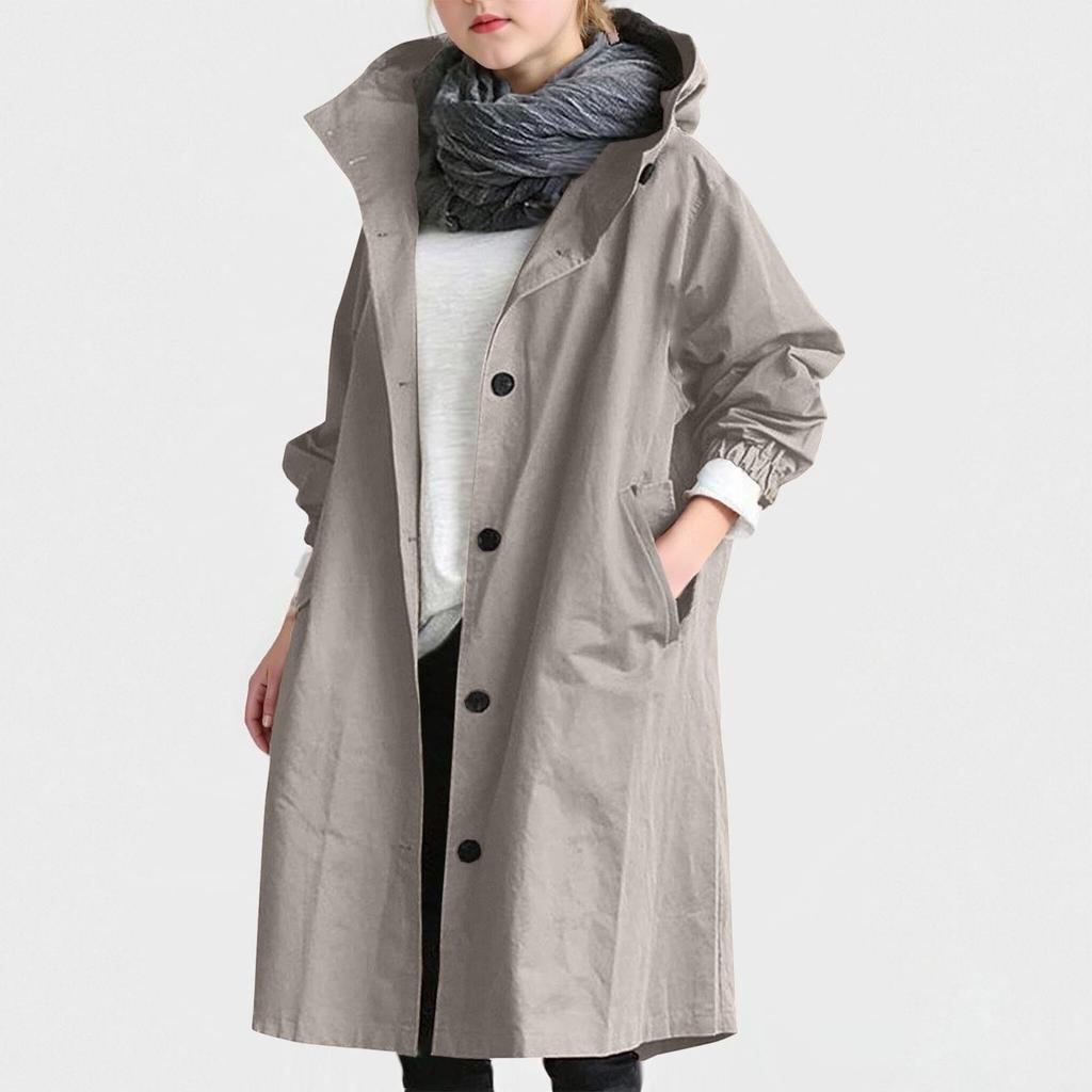 Children's Fashionable Oversized Trench Coat Casual Long-Sleeve Solid-Color Girls' Jacket