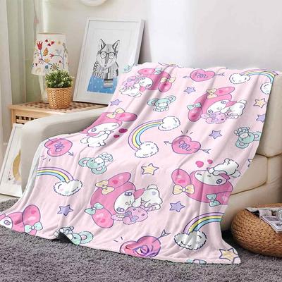 1pc My Melody Blanket Lightweight Flannel Throw for Sofa Bed Travel Camping Livingroom Office Couch Chair