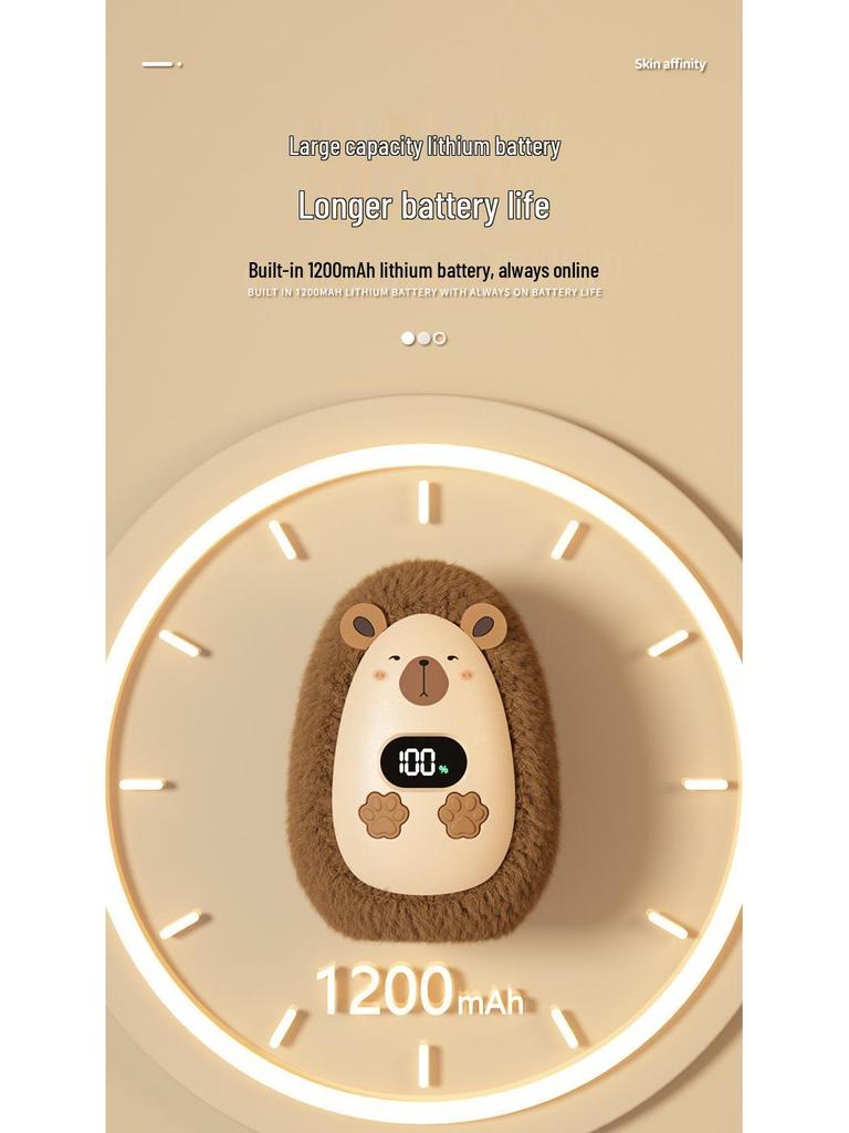 USB-wiederaufladbarer Cartoon-Handwärmer - Niedliches Plüschtier, Digitalanzeige, Tragbares Mini-Wintergeschenk für Babys & Mädchen