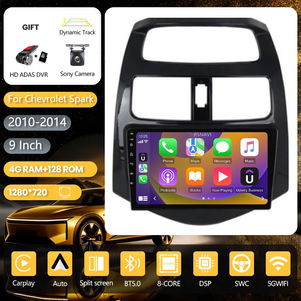Autoradio stéréo Android 16 pour Chevrolet Spark 2010 2011-2014 avec DSP, CarPlay sans fil, Plug and Play