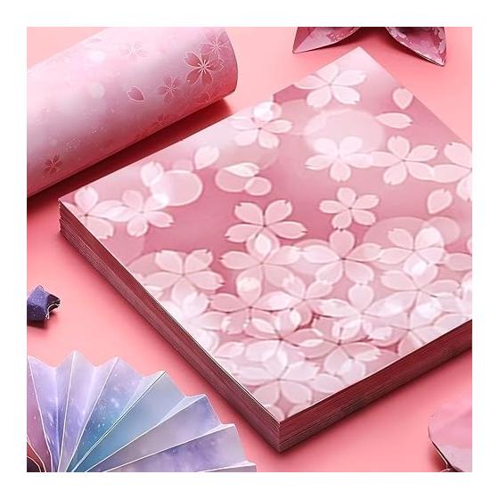 Double-Sided Origami Double-sided Pattern Cute Cherry Blossom Colorful Origami Set 100 Squares 15x15cm Colorful Decoration DIY Paper Art Children's