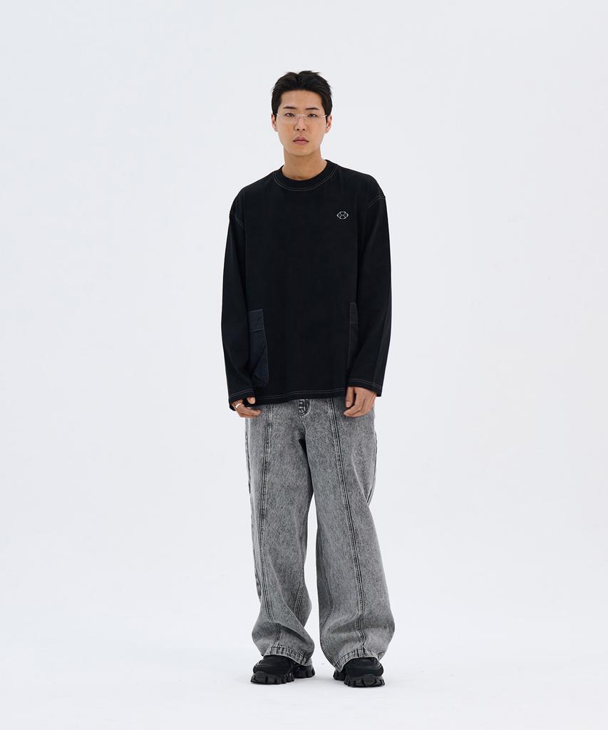 Nontai Woven Pocket L/S T-Shirts (Black)