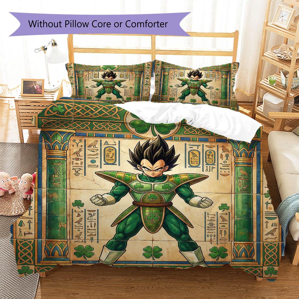 Dragon Ball Mural Pattern Bedding Quilt Set Quilt Cover Pillowcase Home Decoration Birthday Gift (1 * Duvet Cover + 2 * Pillowcase, Without Core)