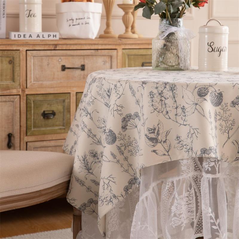 Cream Style Plain Square Tablecloth Dormitory Round Table Lace Combination Cover Cloth Light Luxury Decorative Table Mat