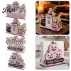 Macaron Color Halloween Decor Wooden Napkin Holder, Cute Pastel Pumpkin Ghost Black Cat Tabletop Tissue Dispenser, Holder Waterproof Decorative Stand