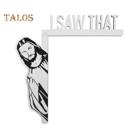 

Ісус Кутова прикраса дверей Спаситель Я бачив це Ліворуч Праворуч Дерев яна вивіска на дверну раму Топер для краю вхідних дверей Декоративна фігурка Left