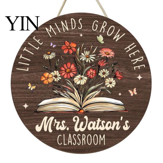 Panneau de bienvenue en bois pour la rentrée scolaire, pour la porte de la classe, Notre porte ronde avec cordelette de suspension, Panneau d'entrée, Décoration pour la maternelle