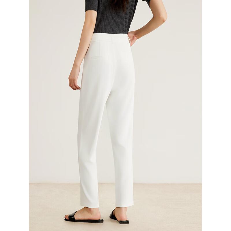 Gejin Women's Solid Mid-Waist Slim-Leg Casual Trousers