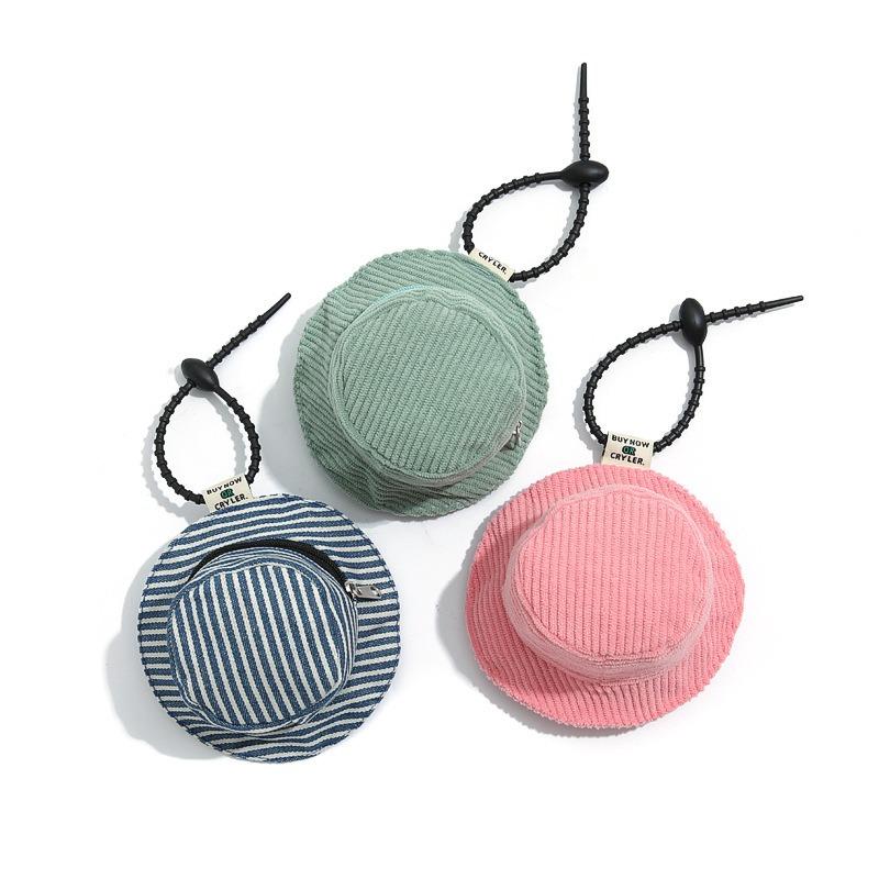 New Personalized Smiley Face Mini Bucket Hat Cute Earphone Bag Change Bag Niche Portable Creative Keychain Pendant