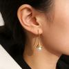 Natural Freshwater Pearl Earrings Women's Ins Niche 11K Gold-wrapped Retro Premium Feeling Water Drop-shaped Metal Texture Ear Hook