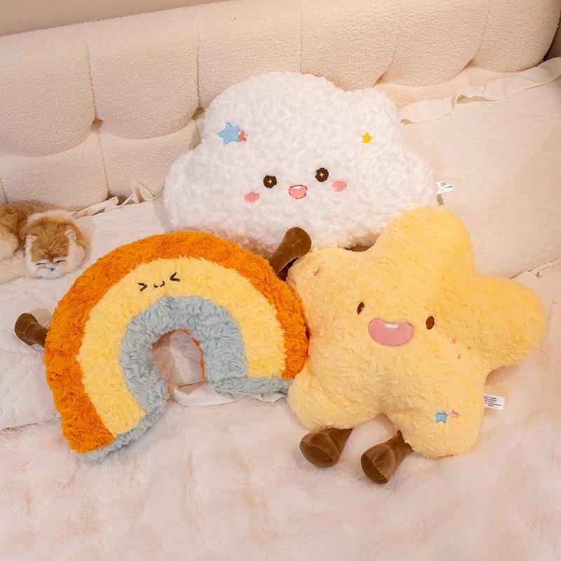 Minimalist style star pillow, cute sun cloud plush toy, bedside waist pillow, sleeping doll