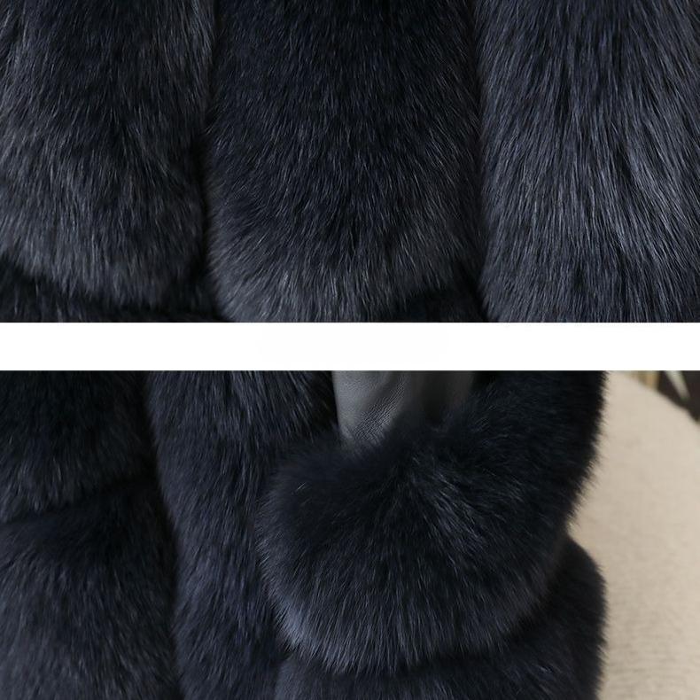 Autumn Winter Women's Fox Fur Coat Fur Leather Patchwork Leather Jacket