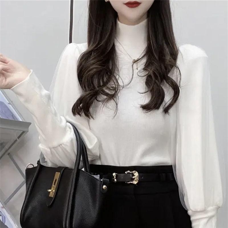 

Velvet Semi-High Neck Fleece-Lined Slimming Long Sleeve T-Shirt - Autumn/Winter 2025 Edition S 70-90 jin