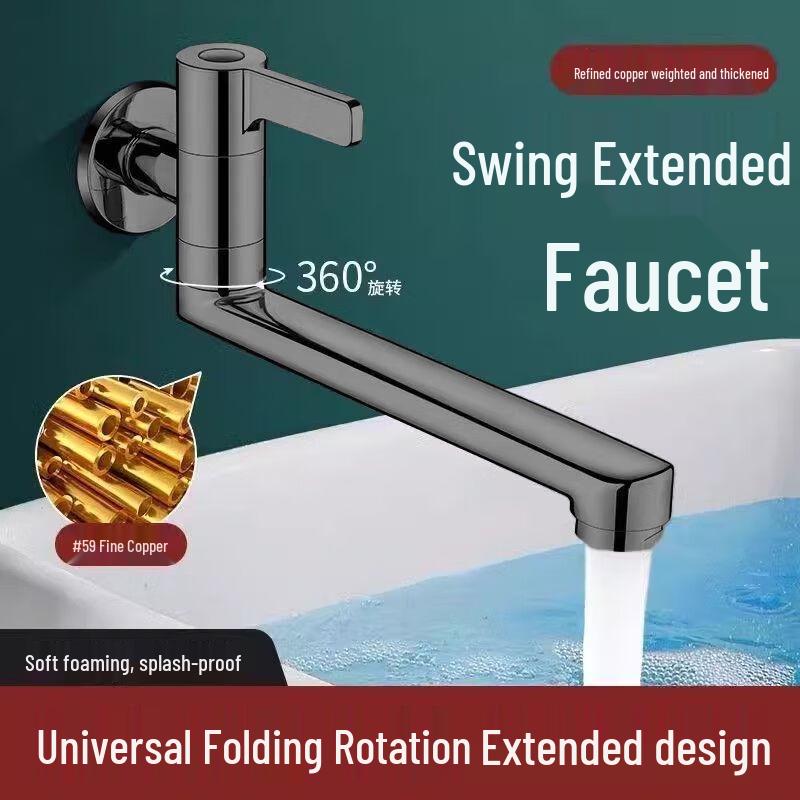 Lindong Extended Rotary Wall-Mounted Single Cold Kitchen Faucet