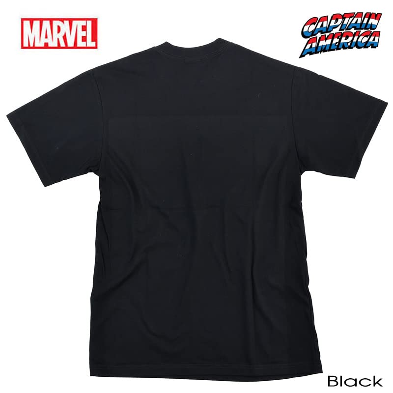 EVERSOUL Marvel Short Sleeve T-Shirt, Captain America, Avengers, Iron Man, Venom, Hulk, Birthday Gift, Men's, Black, XL Size [Parallel Import]