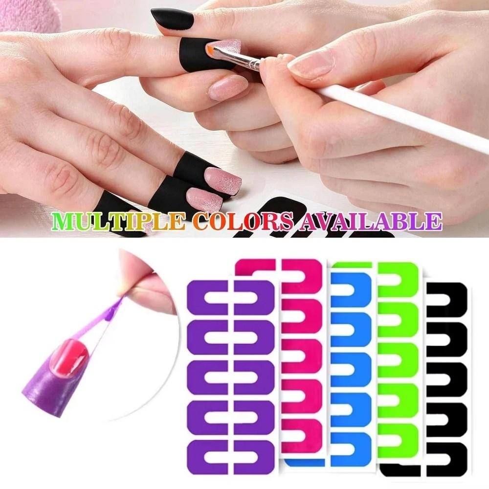 100Pcs Reusable Nail Polish Stickers U-Shape Anti-Overflow Tape Manicure Tool