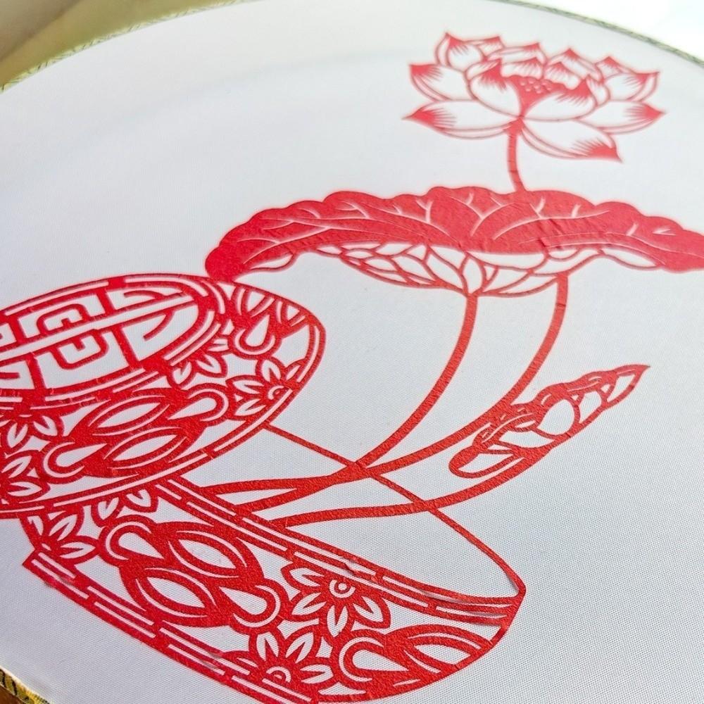 Vintage Chinese Paper-cut Fan Long Handled Group Fan Decorative Fan Round Hand Fan  Dance Props