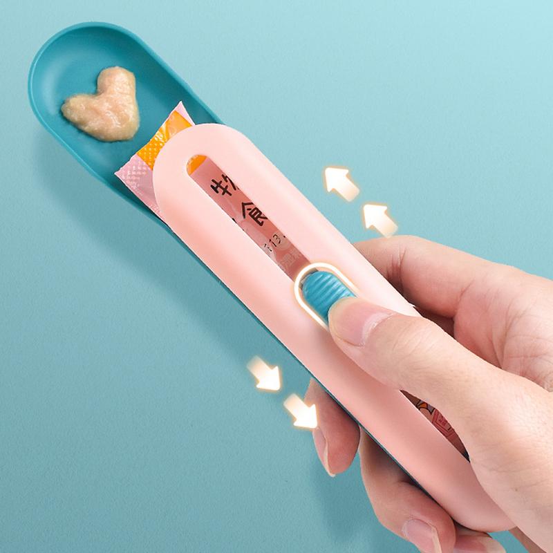 Futterlöffel für Haustiere, Futterschaufel, Katzenstreifenpresse, Futterspender, Welpen-/Kätzchen-Snack-/Flüssigkeitsschaufel, Katzenleckerli, Heimtierbedarf