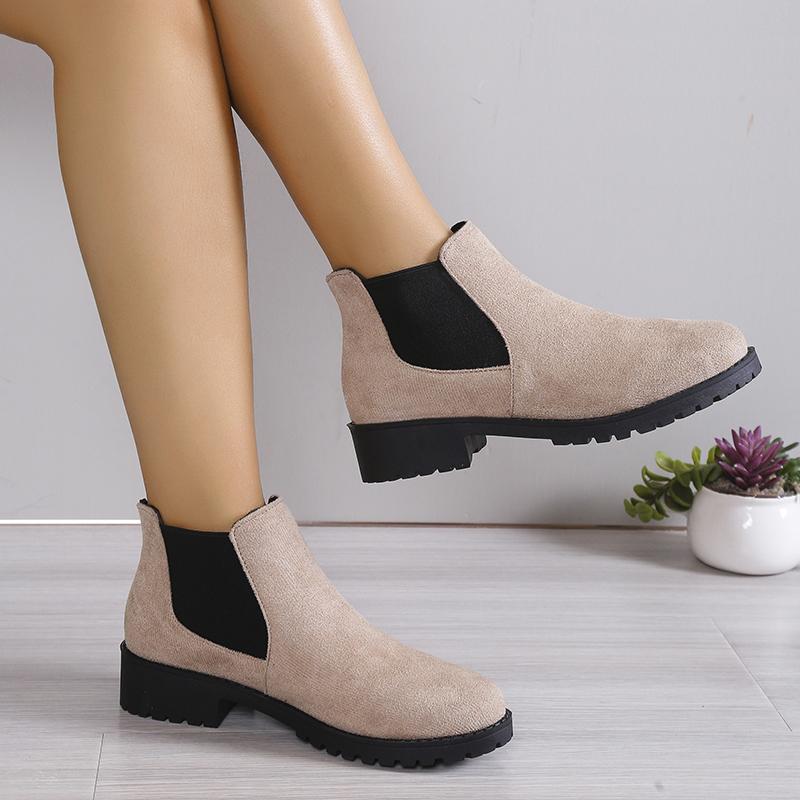 New Winter Casual and Comfortable Thick-soled Round-toe Black Sexy Elegant Warm Square-heeled Short Boots for Women 2024