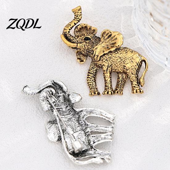 Alloy Brooch Pin Metal Elephant Pin, Golden Silver Plated Lapel Bags Decorative Animal Shapd Badge for Clothing Decoration Shape