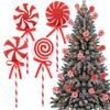 4pcs Christmas Tree Lollipop Decoration Red And White Color Foam Lollipop Big Stick Candy Props For Home Party Decor Xmas Gift