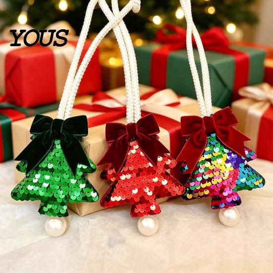 Woven Rope Curtain Buckles Sequined Tree Tieback, Sparkling Christmas Holder with Reusable Fabric Ties Bow, Decorative Drapery Holdback for