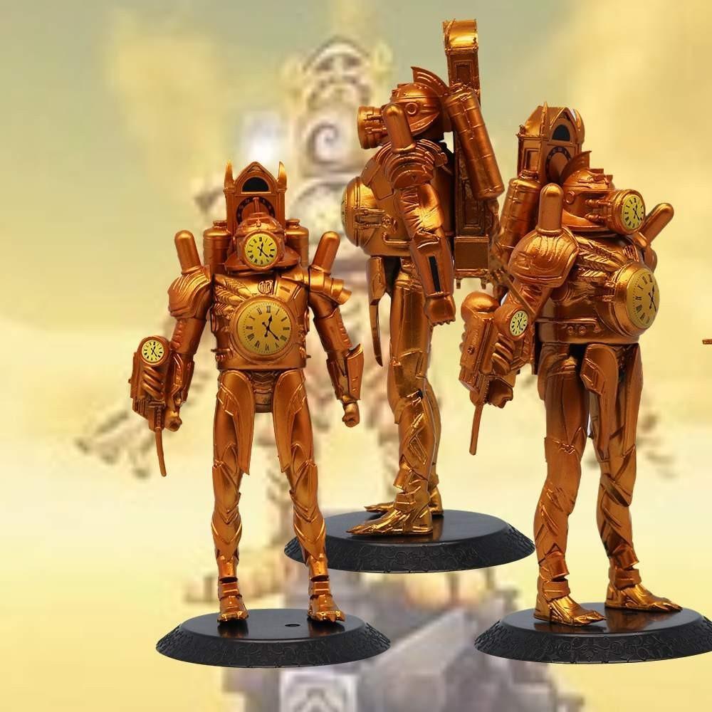 Gold Clock Man Action Figure Hand-made Joint Movable Transforming Clock Man King Toy Decor 17cm Pvc