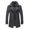 Herren Mode Herbst Winter Woll-Trenchcoats Modische Mittellange Jacke Männlich Doppelkragen Reißverschlussmantel Winddichter Wollmantel