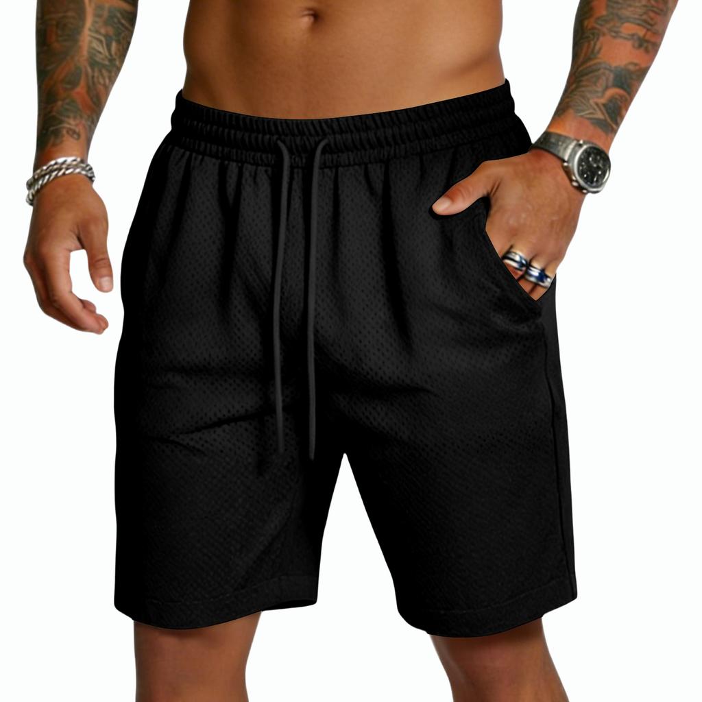 Men's Mesh Athletic Shorts with Elastic Waistband and Drawstring Adjustable Fit Breathable Sportswear for Training Running Gym