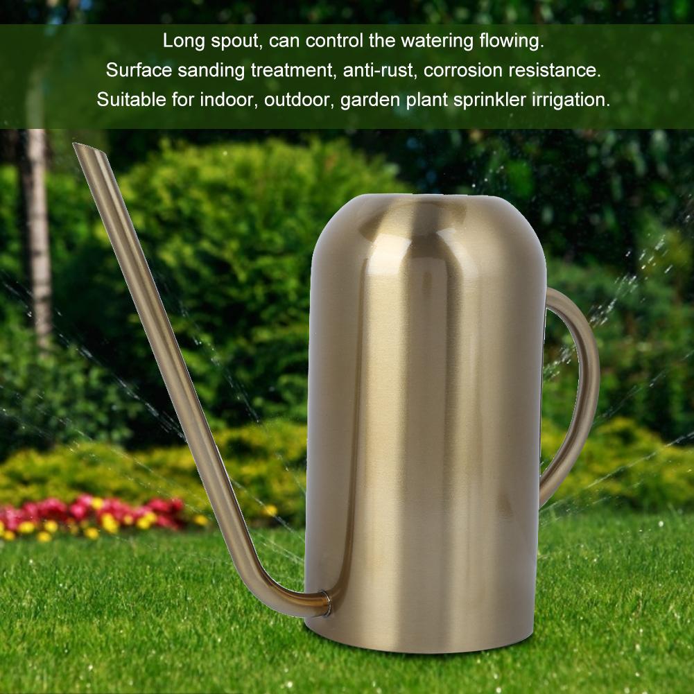 Stainless Steel Long Spout Watering Can Garden Watering Pot Irrigation Tool Gold 1.5L