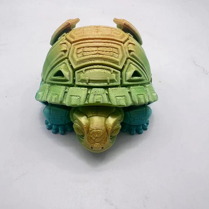 3D Printed Movable Turtle Figure Model - Decorative Telescopic Toy Gift