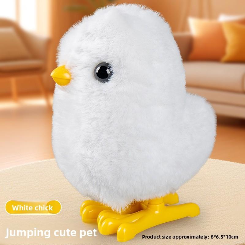 

Plush Childrens Mechanical Toy Small Chicken Moving Function Toddler Fun Gift белый