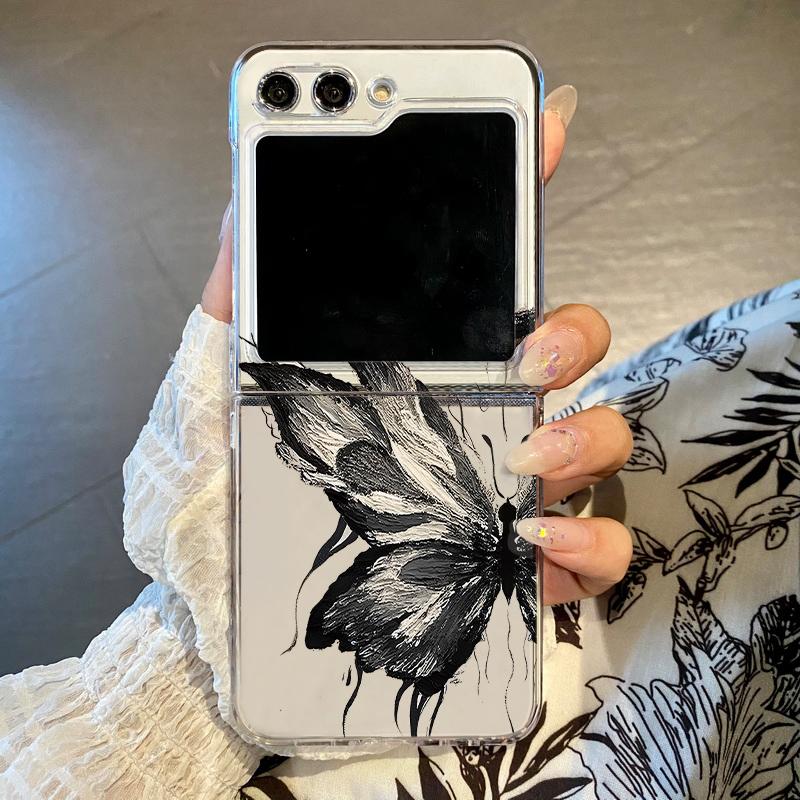 Cute Love Heart Case For Samsung Galaxy Z Flip 6 5 4 3 5G Folding Hard PC Transparent Phone Back Cover For Samsung Z Flip5 Flip6