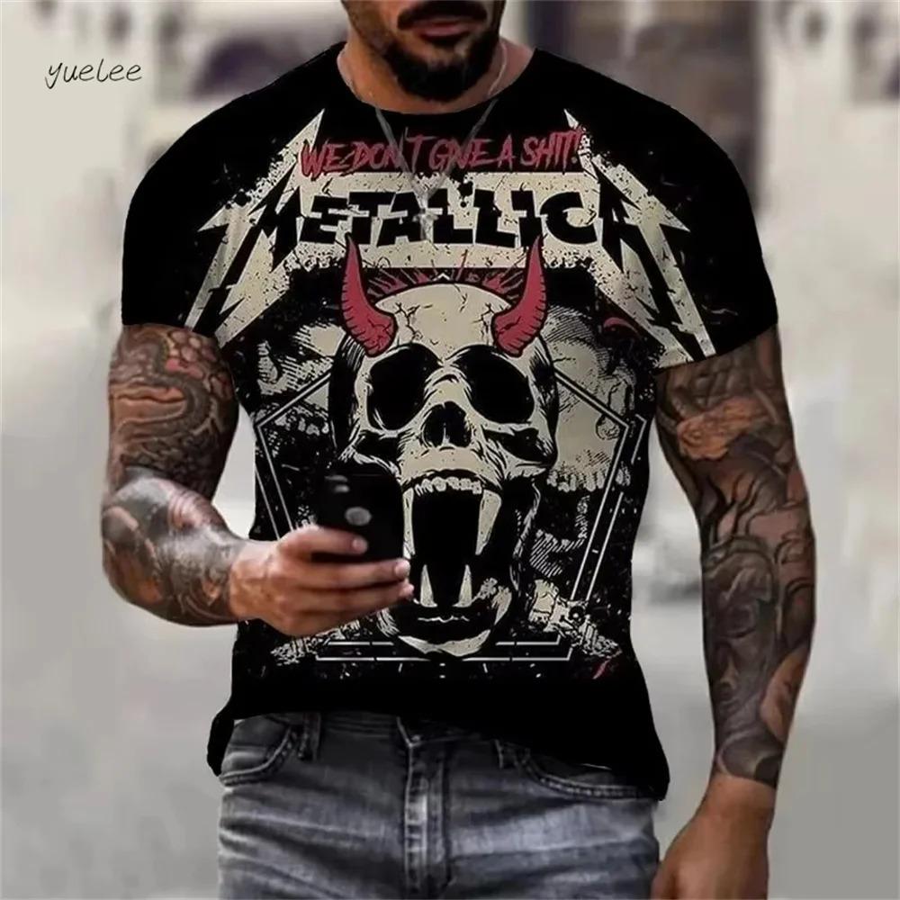 Retro Skull Print Men's Fashion Round-neck Pattern T-shirt