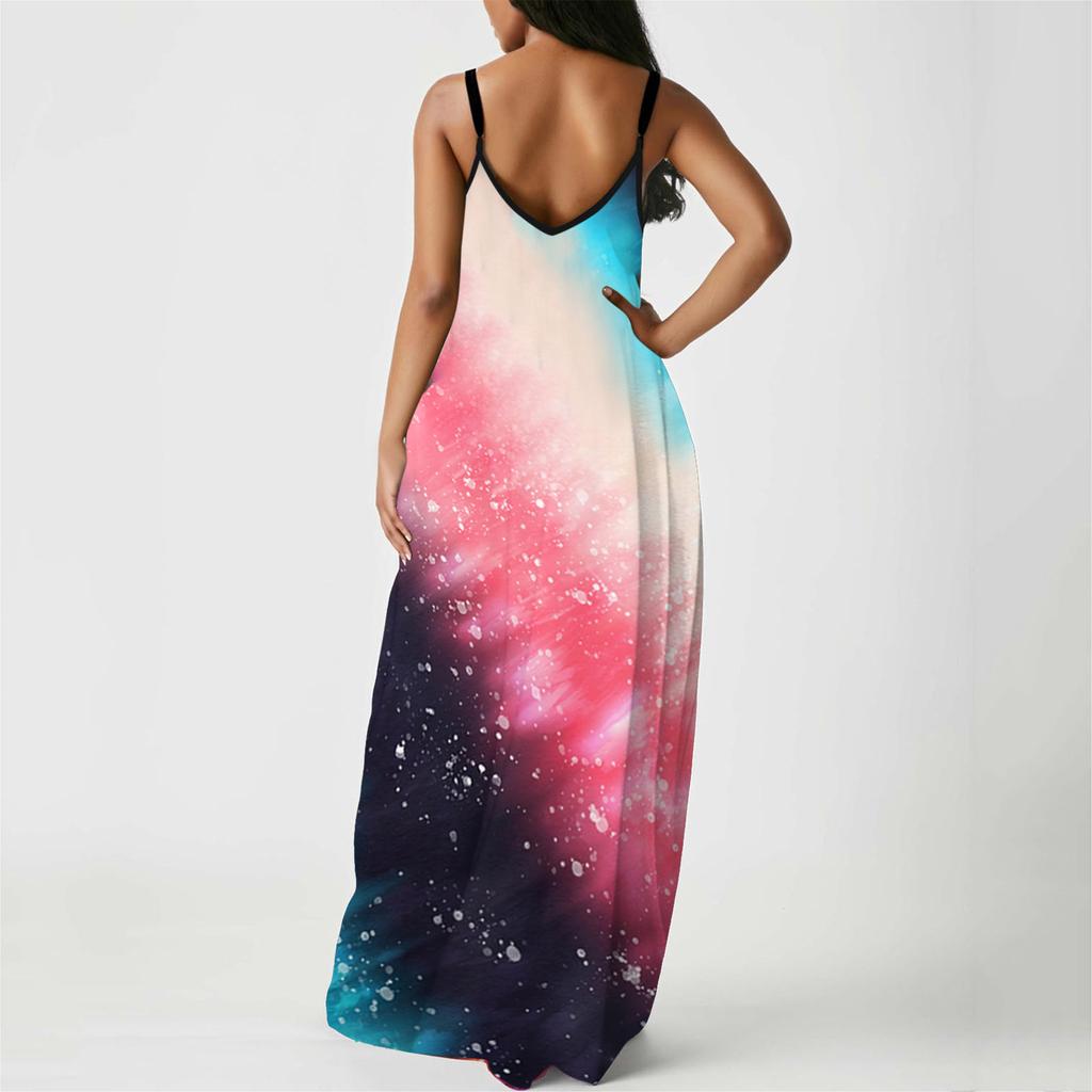 Fashion Women Casual Plus Size Print Kieszenie z dekoltem w szpic i długimi rękawami