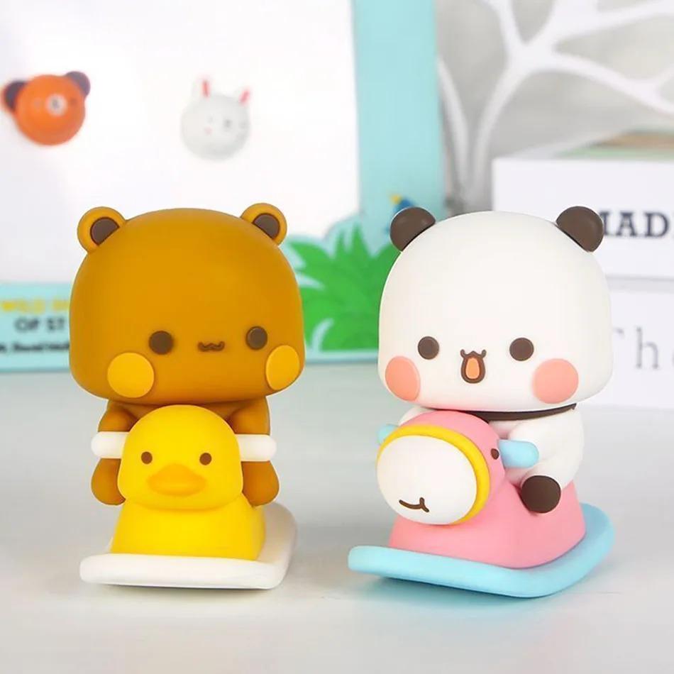 /Cute Kawaii Bubu Dudu Panda Bear Figure Cartoon Exciting Bear Miniatures Collectible Animal Toy Doll Ornament Home Derocation..