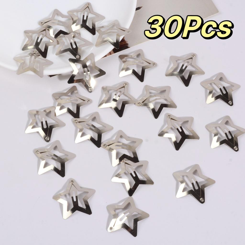 10/20/30 Stück Metall Stern Kopfschmuck Frauen Mädchen Y2K Silber Haarspange Haarspange Süße Schnapp-Haarnadeln Punk Haarspangen Accessoires