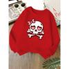Kids Unisex Crewneck Sweatshirt, Cute Pink Bow Heart Eyes Skull Crossbones Print Long Sleeve Pullover, Kids Sweatshirt For Boys Girls Over 4 Years Old