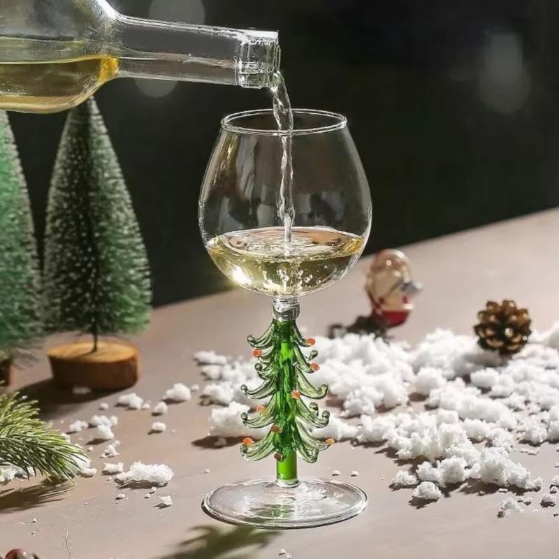 Beverage Drinking Cup for Party Use Glass Cup Elegant with Mini Scarf Christmas Gift Stemwares Wine Glass High Stemmed 1/2pcs